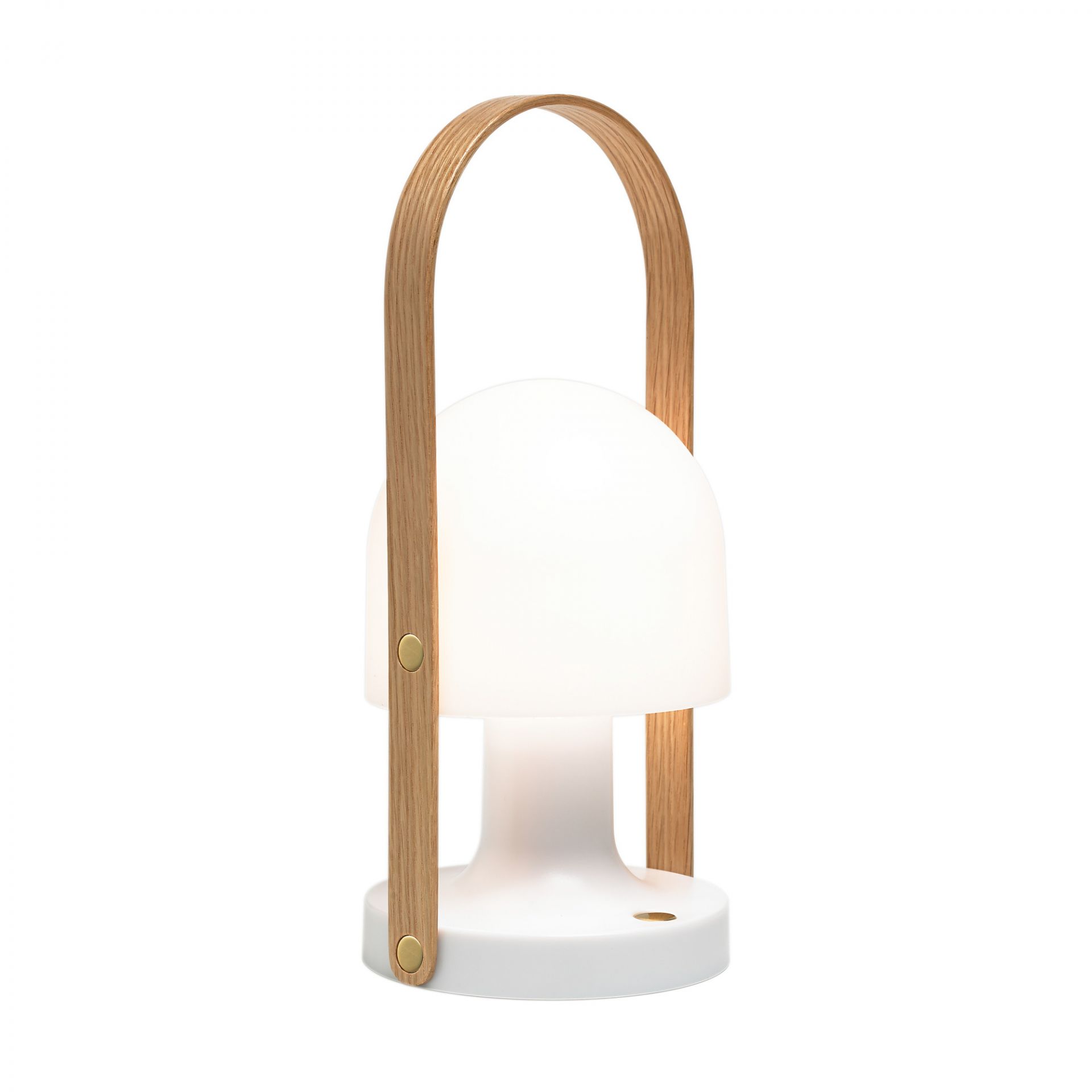 FollowMe LED Akkuleuchte mit Holzgriff. Tragbare Tischleuchte für Innen und Außen.